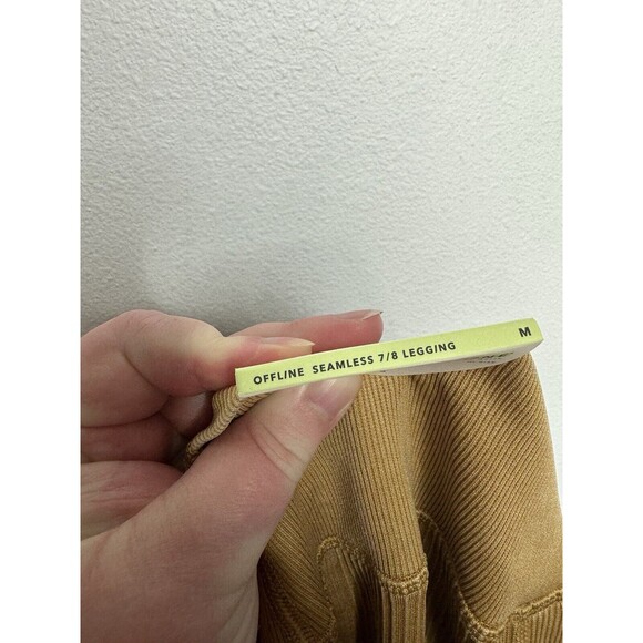 Aerie Medium OFFLINE Seamless Cable High Waisted Leggings 7/8 Washed Gold NWT - Picture 7 of 12